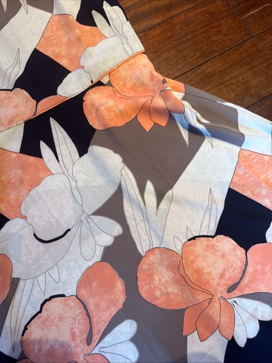 Ann Taylor Factory Dress Womens Size 10 Floral Sleeveless A-Line Coral And Navy - Picture 3 of 6